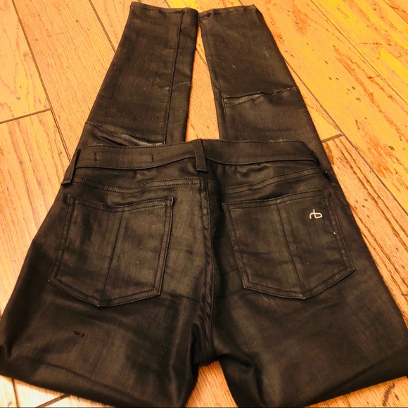 rag&bone black leather and denim jeans - Picture 6 of 8